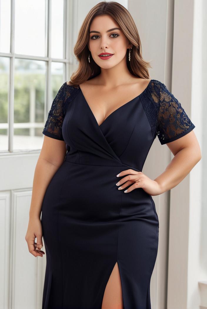 deep v neck sequin short sleeve high side front slit mother of the bride dress 130112