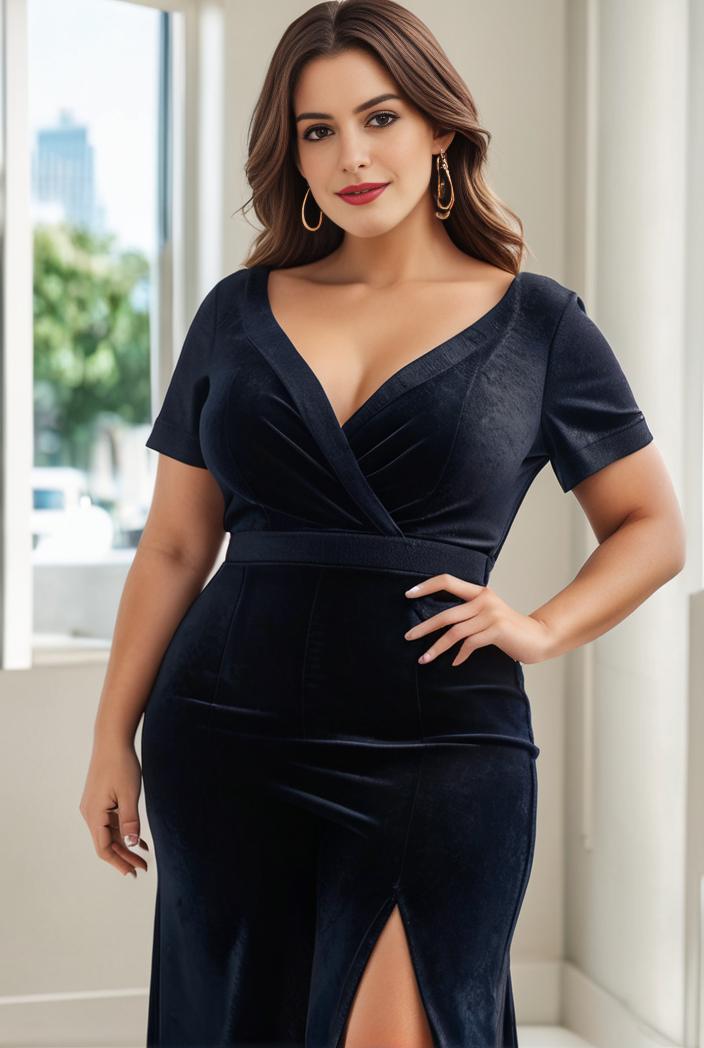 deep v neck sequin short sleeve high side front slit mother of the bride dress 130115