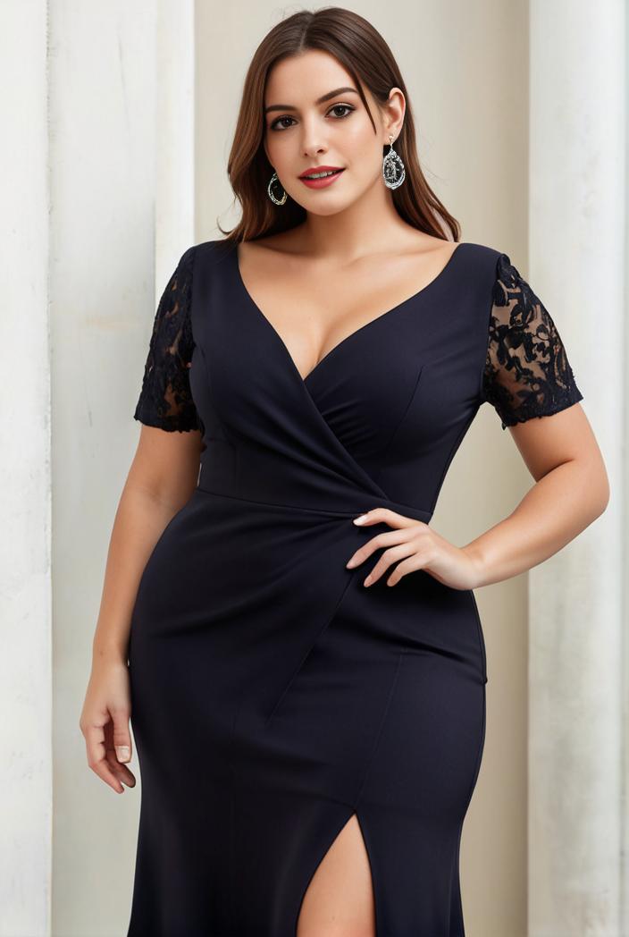deep v neck sequin short sleeve high side front slit mother of the bride dress 130113