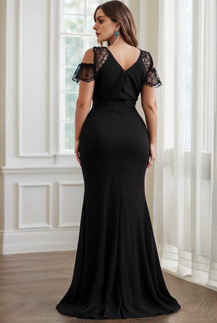 deep v neck sequin short sleeve high side front slit mother of the bride dress 130149