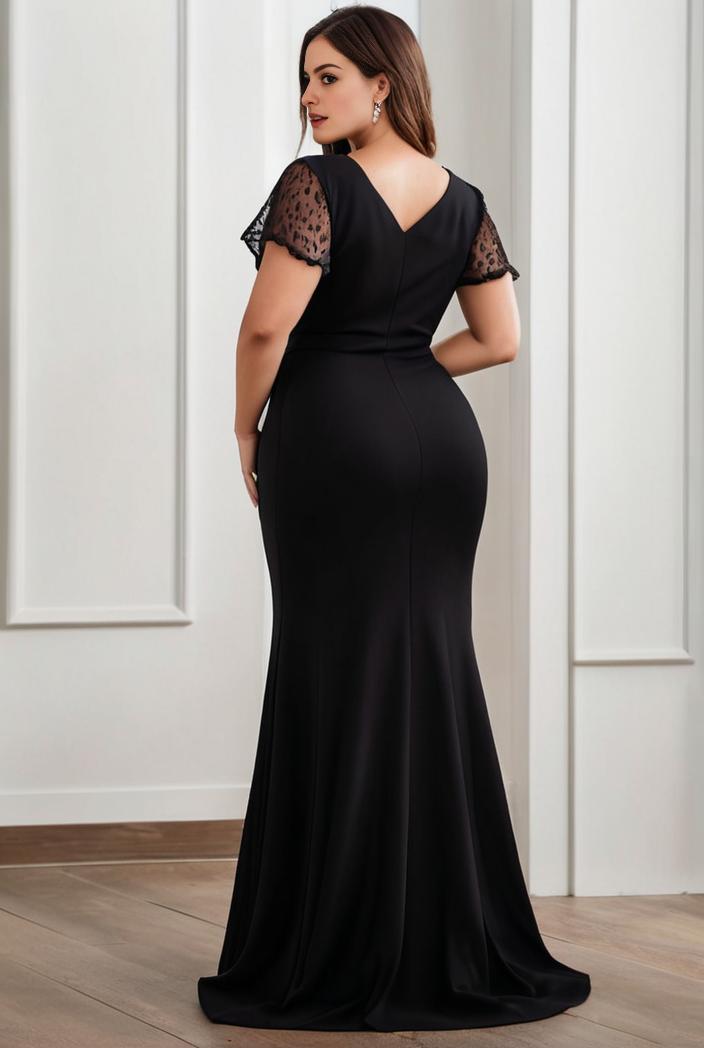 deep v neck sequin short sleeve high side front slit mother of the bride dress 130151