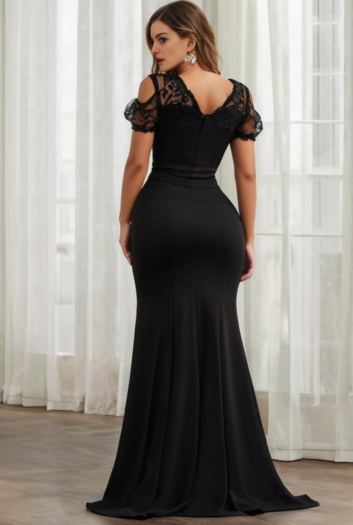 deep v neck sequin short sleeve high side front slit mother of the bride dress 130153
