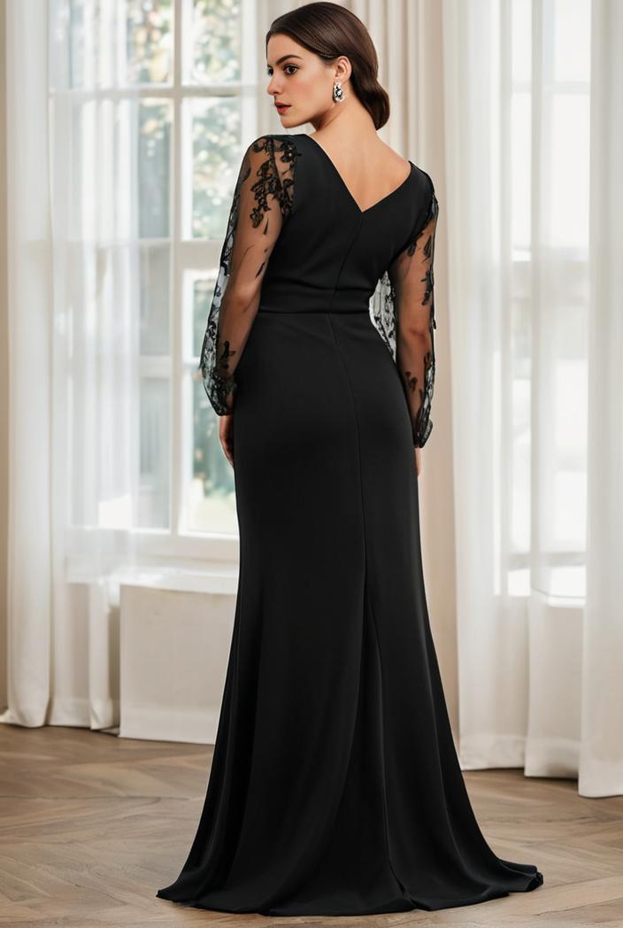 deep v neck sequin short sleeve high side front slit mother of the bride dress 130154