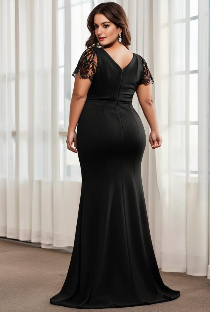 deep v neck sequin short sleeve high side front slit mother of the bride dress 130155