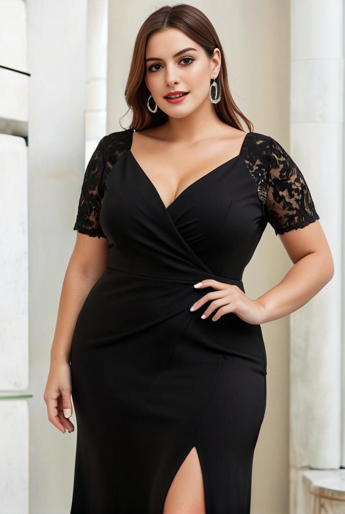 deep v neck sequin short sleeve high side front slit mother of the bride dress 130171