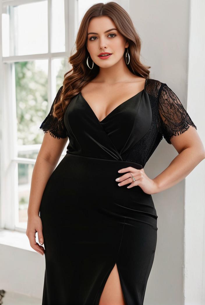 deep v neck sequin short sleeve high side front slit mother of the bride dress 130172