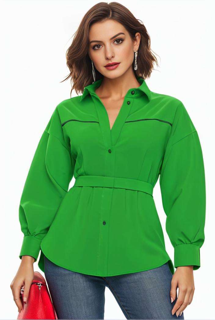 plus size casual blouse women s plus solid button up lantern sleeve turn down collar nipped waist blouse 136464