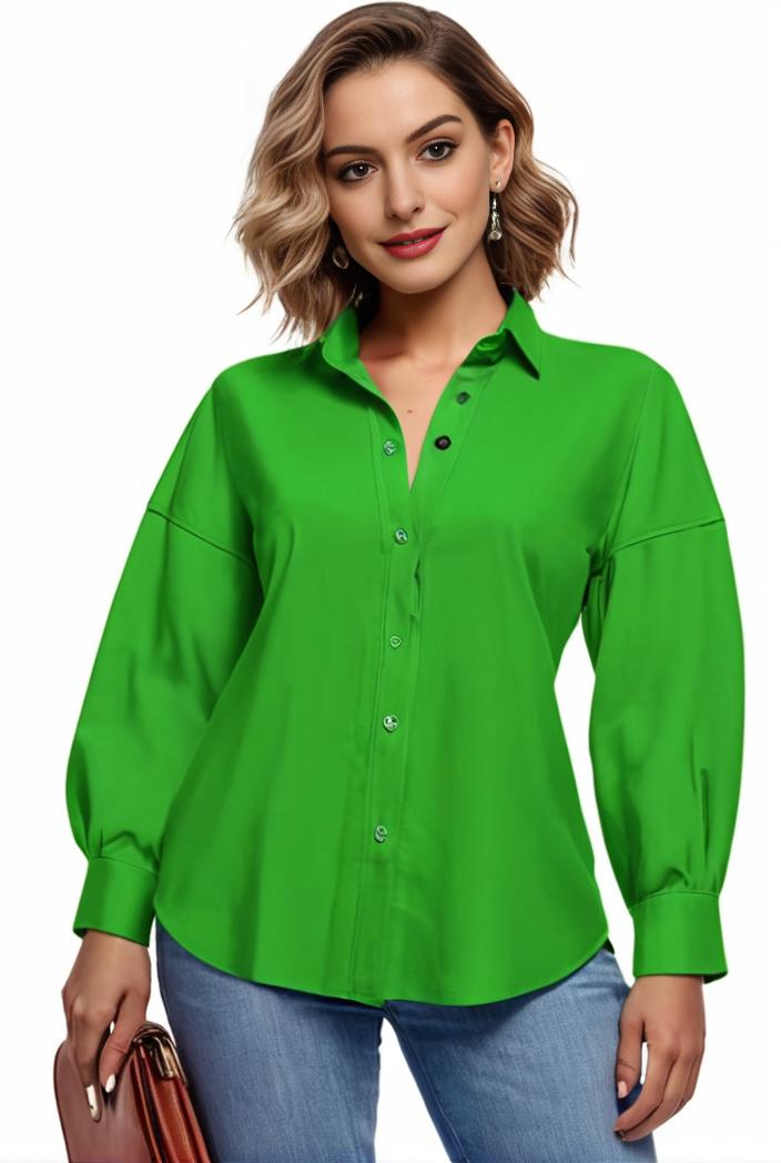 plus size casual blouse women s plus solid button up lantern sleeve turn down collar nipped waist blouse 136468