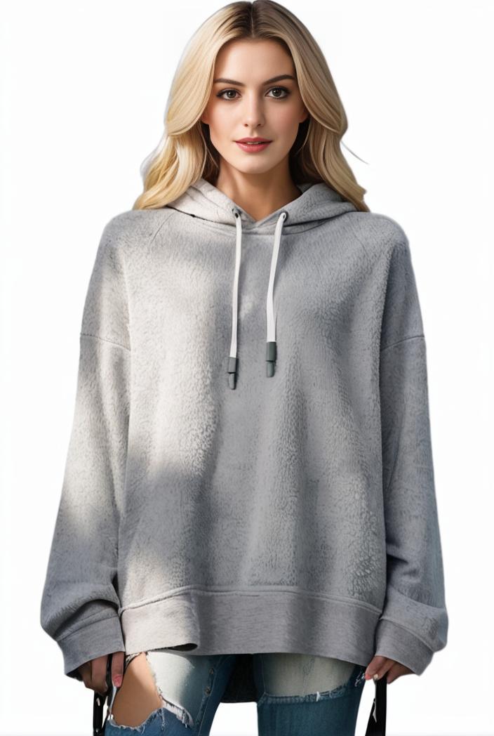 plus size casual hoodie women s plus solid ribbed long sleeve slight stretch hoodie drawstring sweatshirt 136539