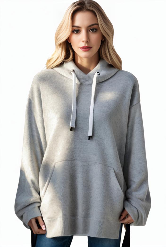 plus size casual hoodie women s plus solid ribbed long sleeve slight stretch hoodie drawstring sweatshirt 136541