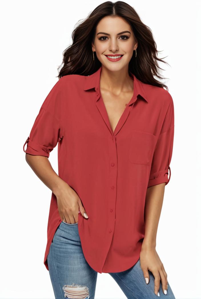 plus size formal shirt women s plus plain long sleeve turn down collar button up workwear shirt 137126