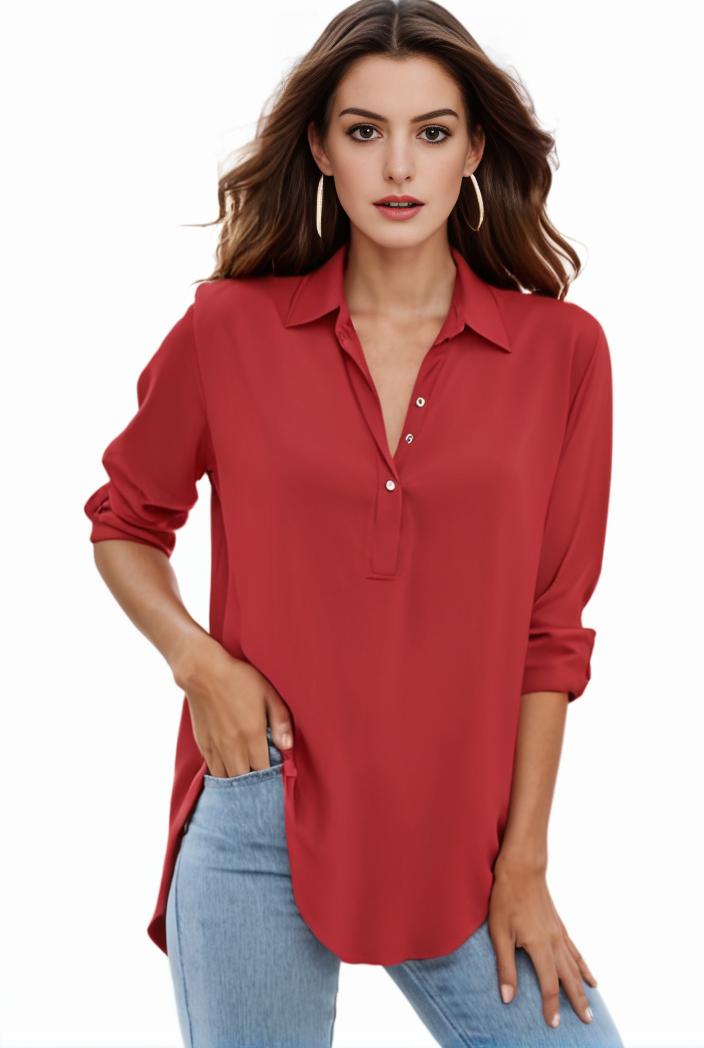 plus size formal shirt women s plus plain long sleeve turn down collar button up workwear shirt 137130