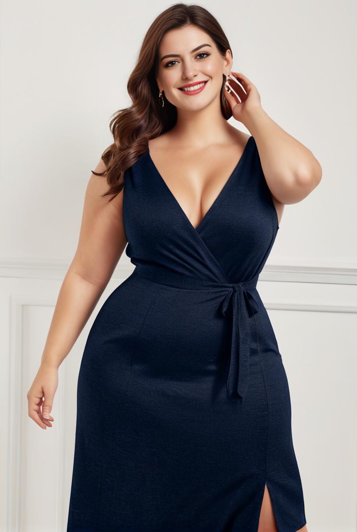 plus size shiny v neck side slit formal evening dress 138890