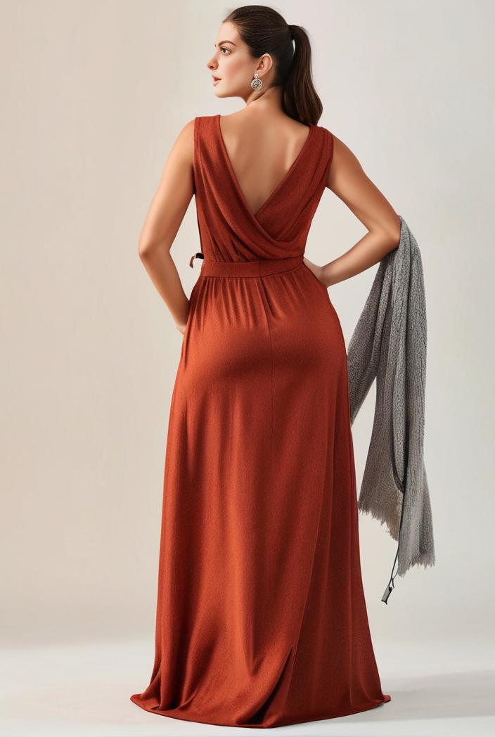 plus size shiny v neck side slit formal evening dress 138924