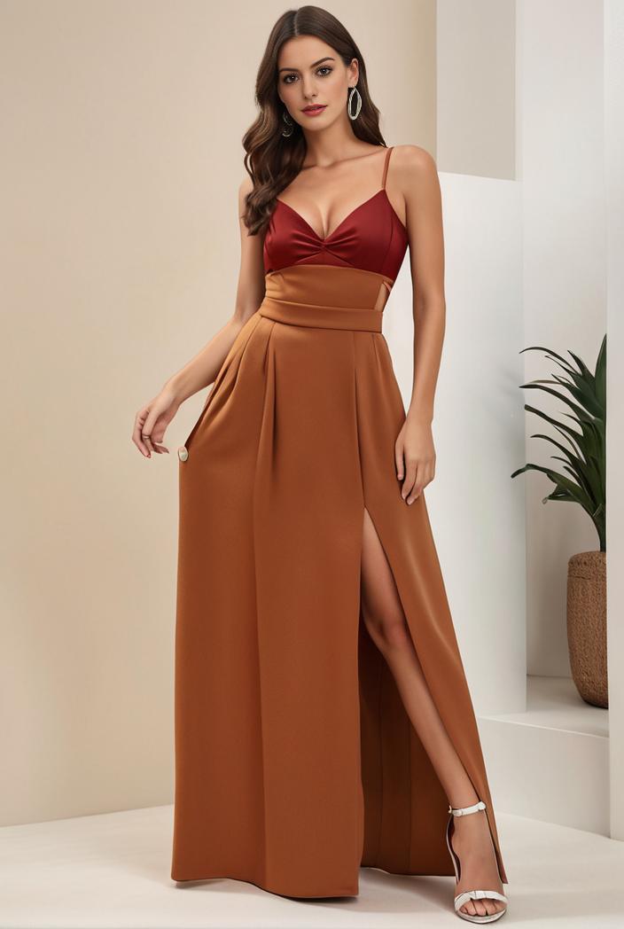 plus size shiny v neck side slit formal evening dress 138927