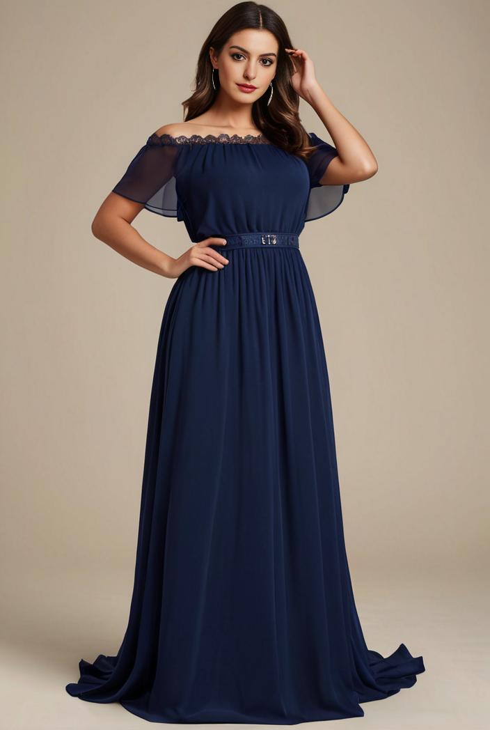 plus size simple chiffon pleated a line round neckline bridesmaid dress 139043