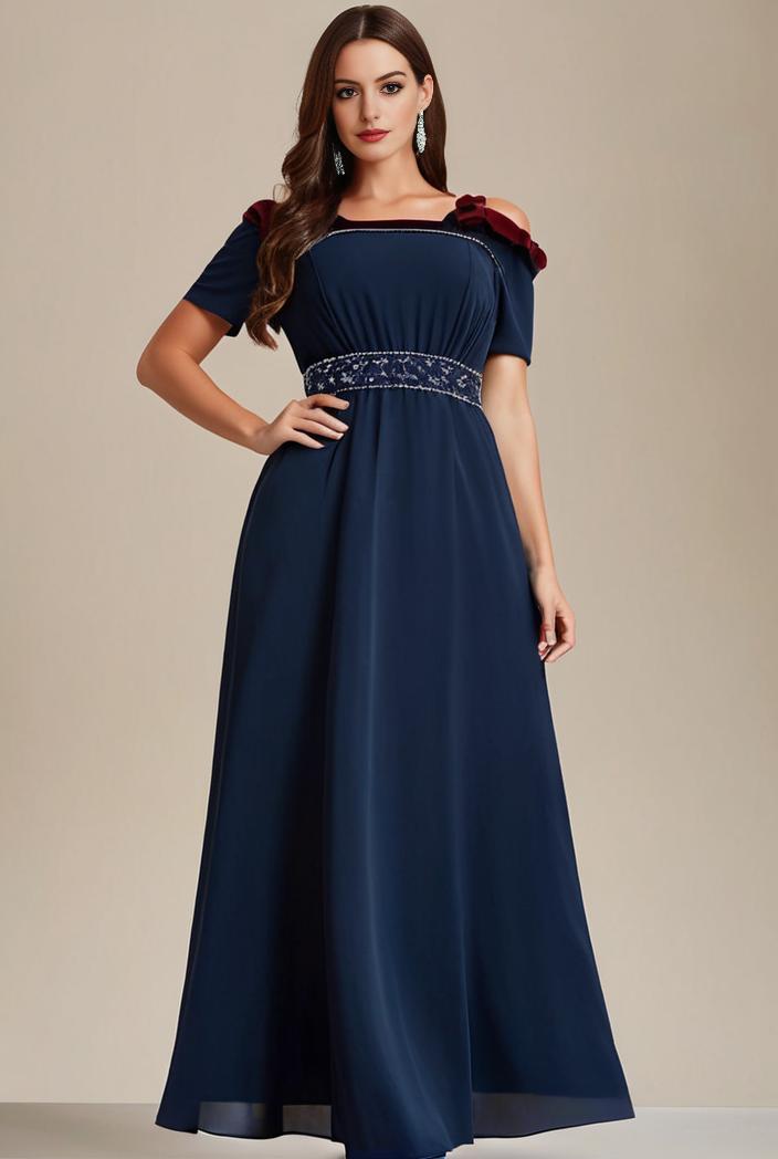 plus size simple chiffon pleated a line round neckline bridesmaid dress 139053