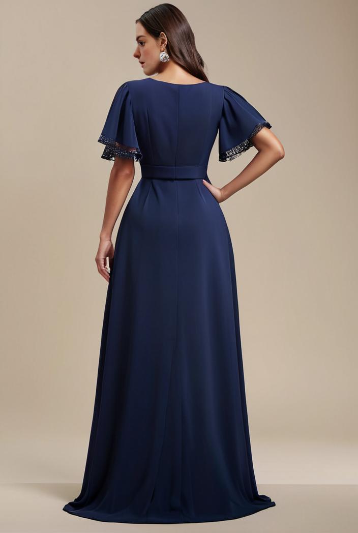 plus size simple chiffon pleated a line round neckline bridesmaid dress 139057