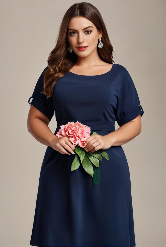 plus size simple chiffon pleated a line round neckline bridesmaid dress 139069