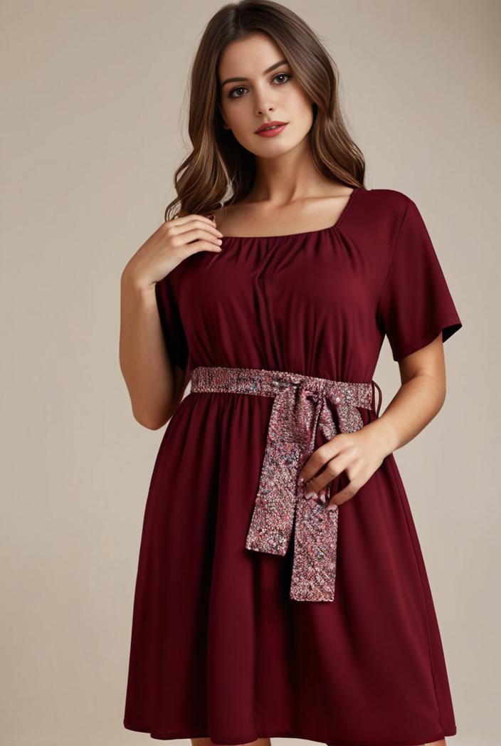 plus size simple chiffon pleated a line round neckline bridesmaid dress 139071