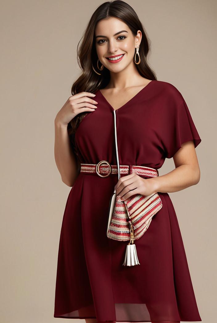 plus size simple chiffon pleated a line round neckline bridesmaid dress 139075