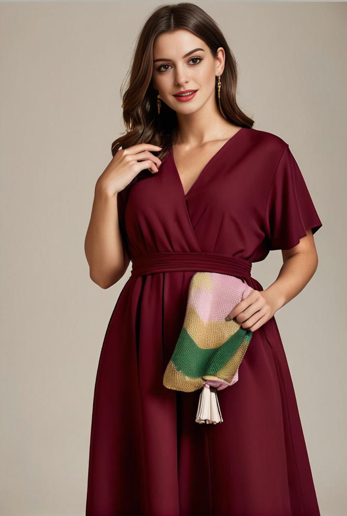 plus size simple chiffon pleated a line round neckline bridesmaid dress 139077