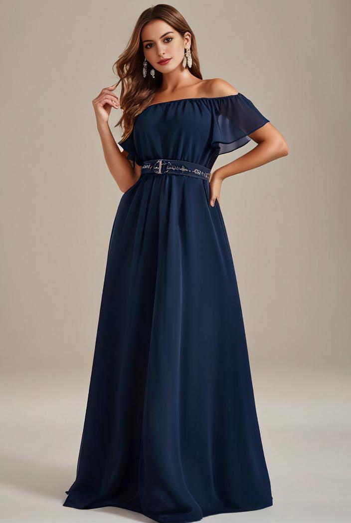 plus size simple chiffon pleated a line round neckline bridesmaid dress 139109
