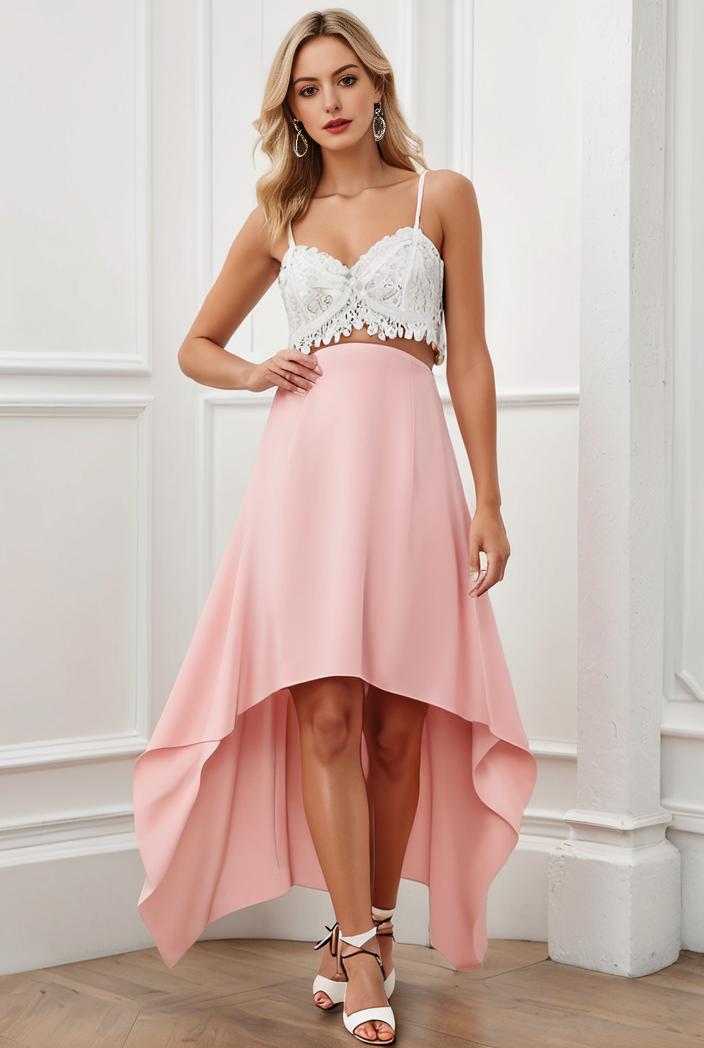 sequin bodice tulle high low evening dress with ribbon waist 140724