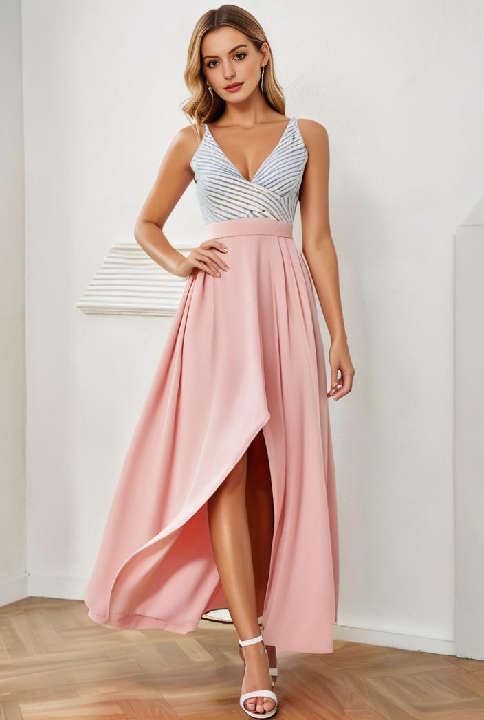 sequin bodice tulle high low evening dress with ribbon waist 140726