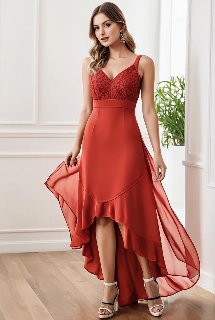 sleeveless v back tulle high low sequin appliques evening dresses 143240