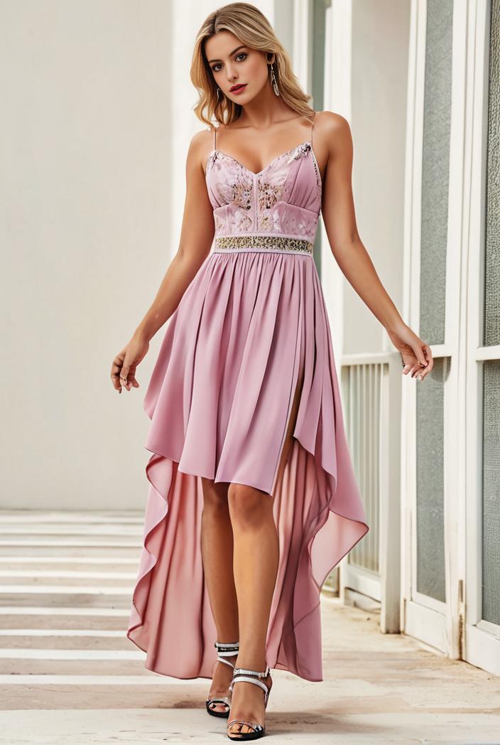 sleeveless v back tulle high low sequin appliques evening dresses 143294