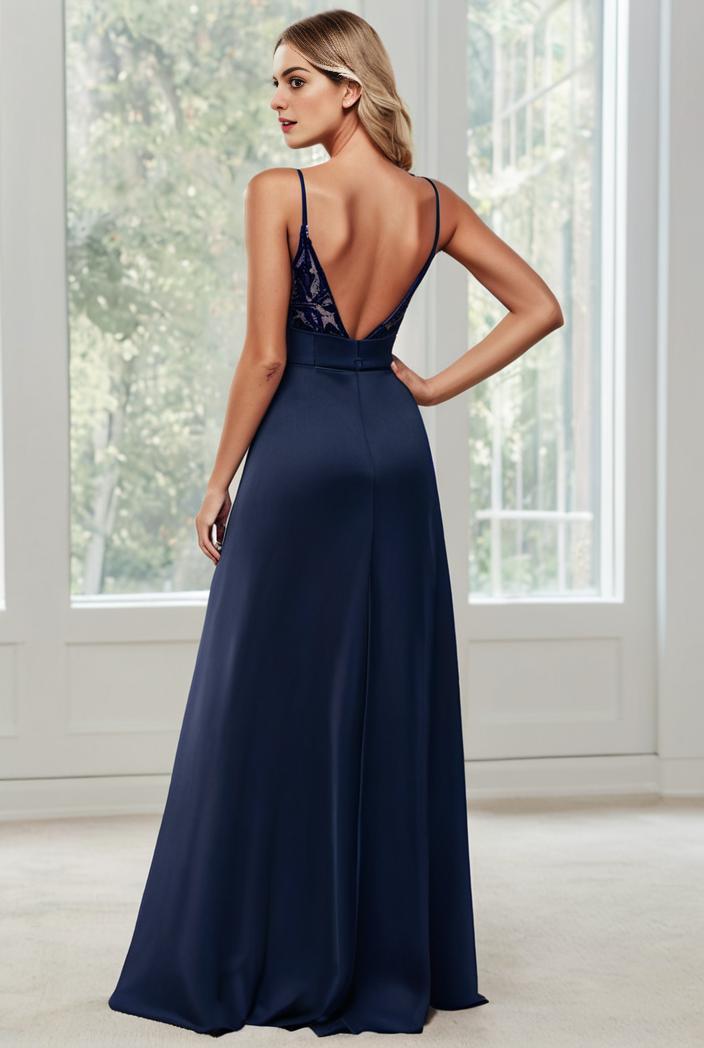 convertible chiffon lace open back spaghetti straps bridesmaid dress 147699