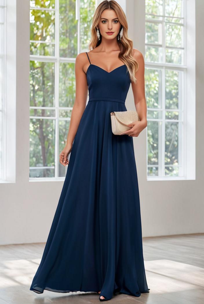 convertible chiffon lace open back spaghetti straps bridesmaid dress 147718