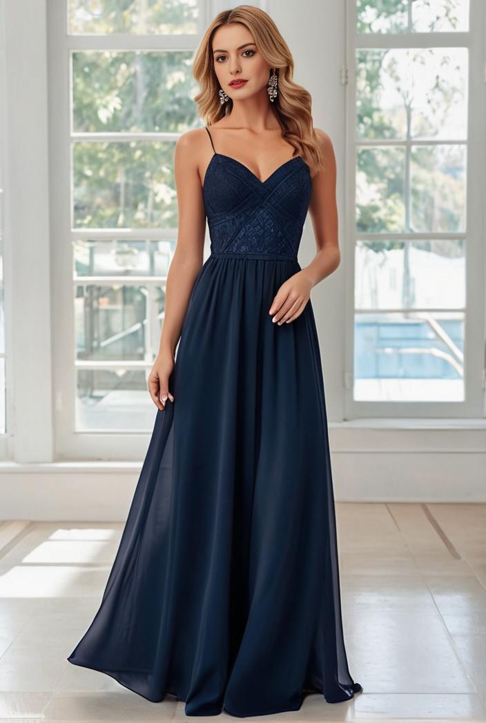 convertible chiffon lace open back spaghetti straps bridesmaid dress 147719