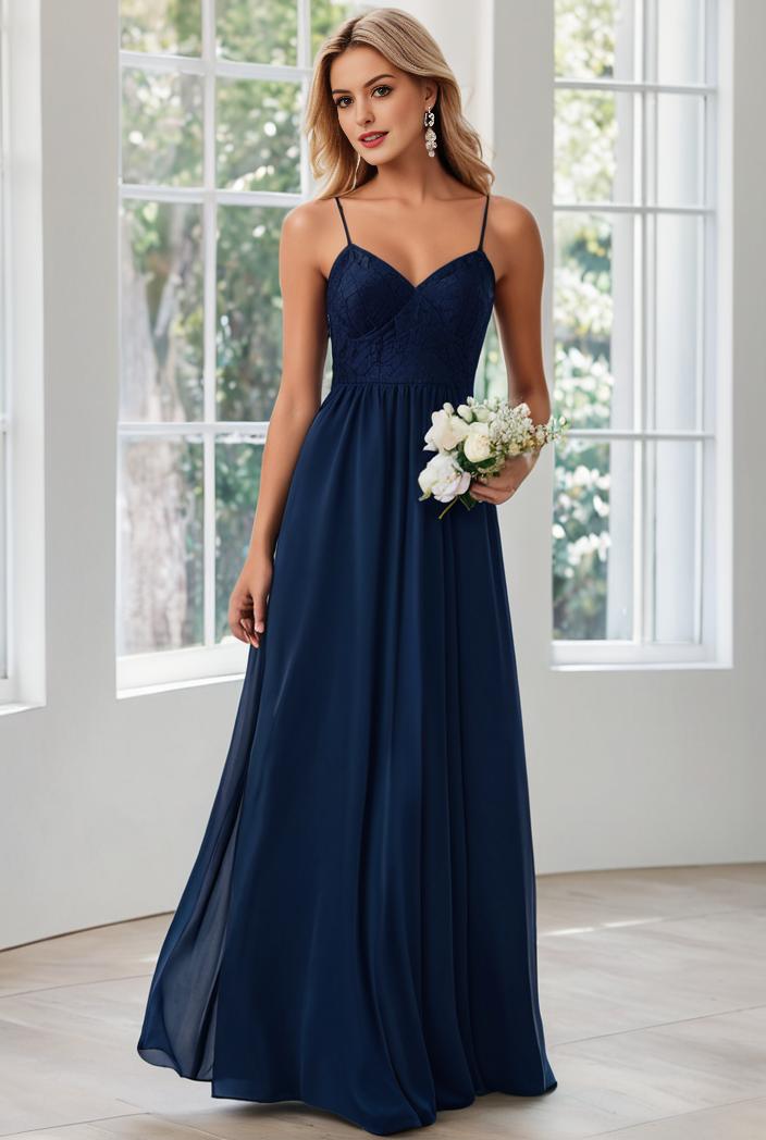 convertible chiffon lace open back spaghetti straps bridesmaid dress 147720