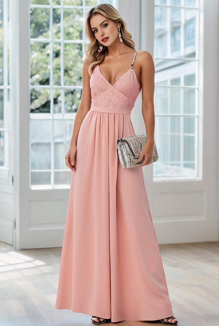 convertible chiffon lace open back spaghetti straps bridesmaid dress 147741