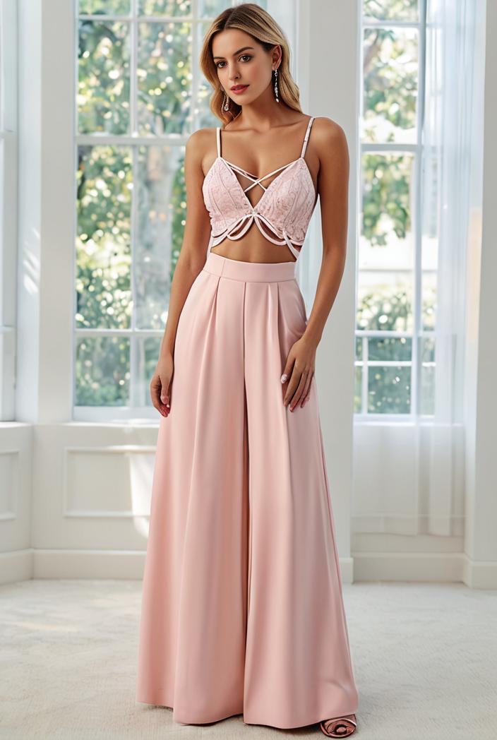 convertible chiffon lace open back spaghetti straps bridesmaid dress 147748