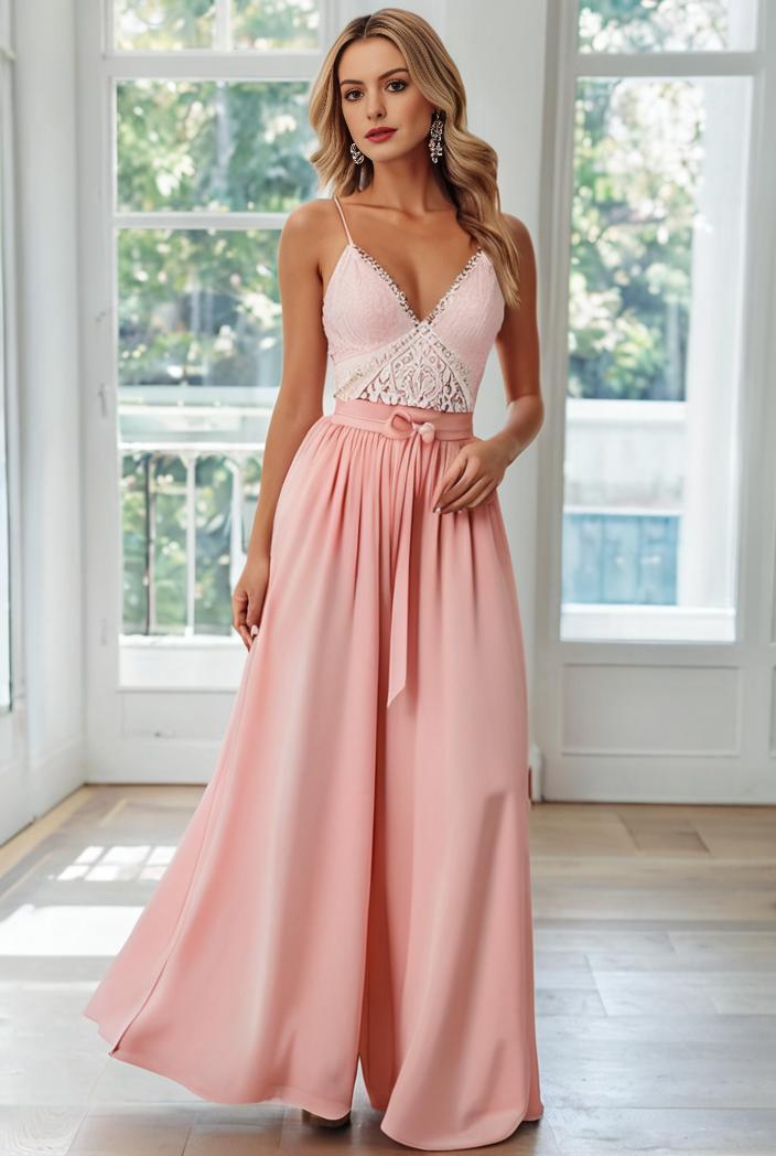 convertible chiffon lace open back spaghetti straps bridesmaid dress 147751