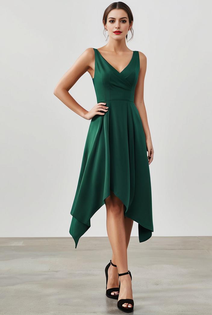 deep v neck lace chiffon bridesmaid dress with asymmetrical hem 148210