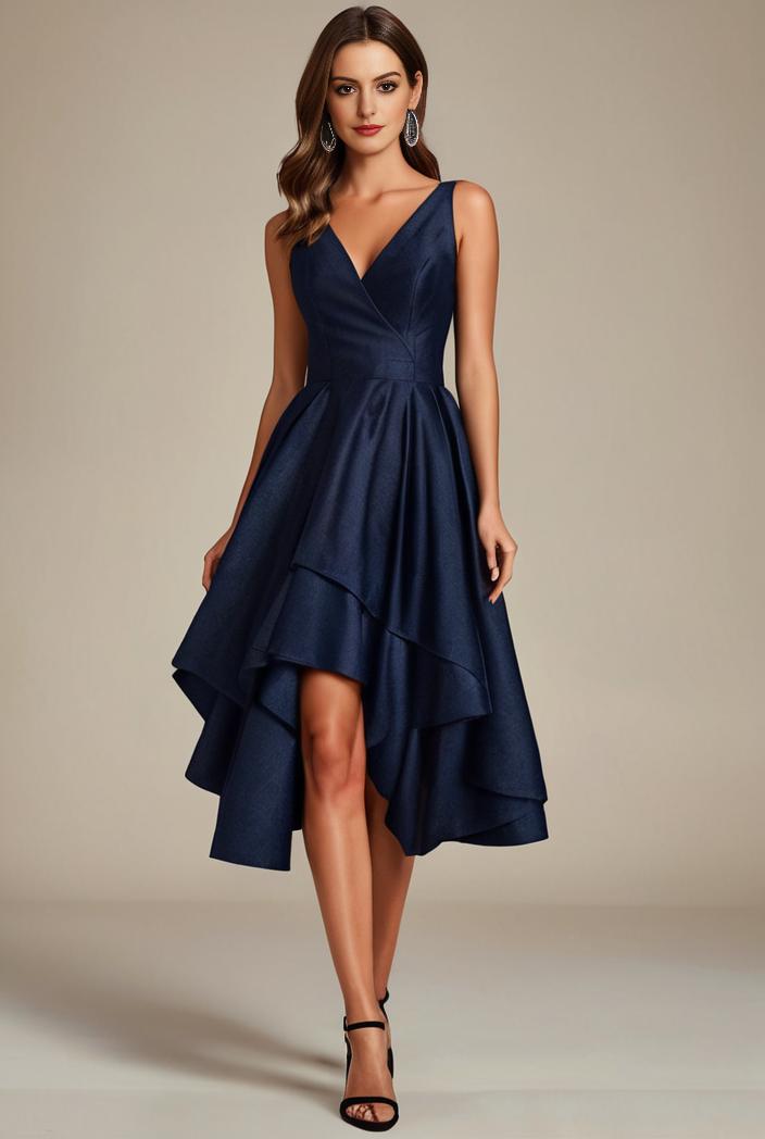 deep v neck lace chiffon bridesmaid dress with asymmetrical hem 148224