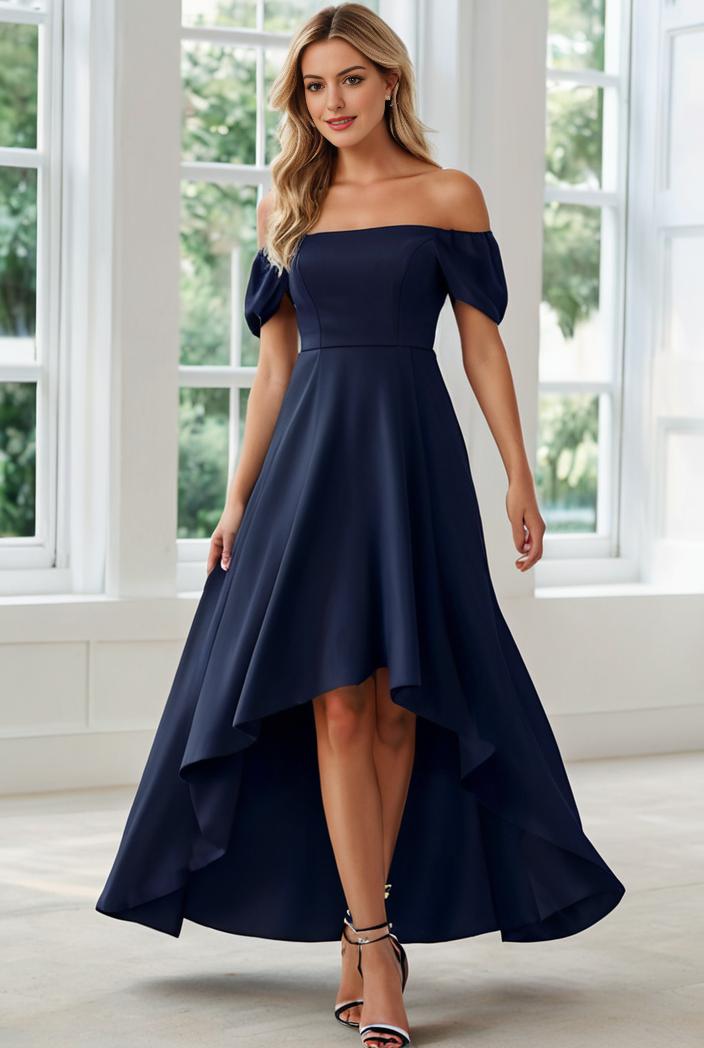 elegant chiffon high low off the shoulder bridesmaid dress 149158