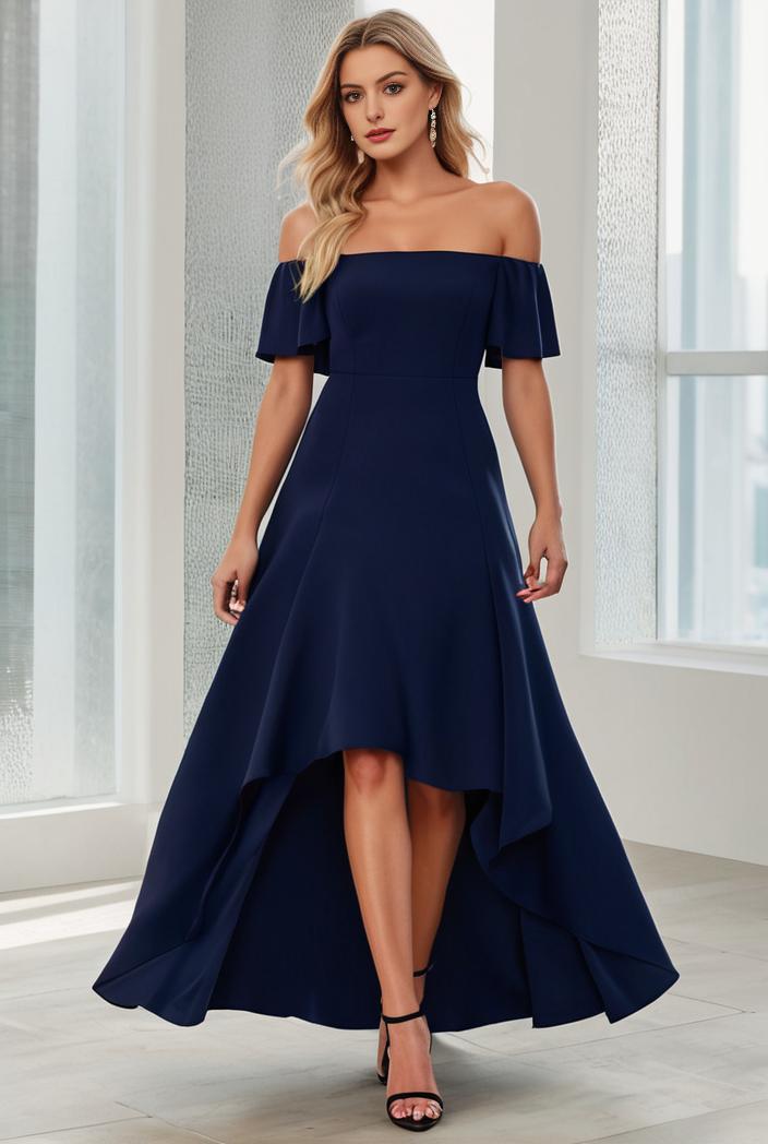 elegant chiffon high low off the shoulder bridesmaid dress 149162