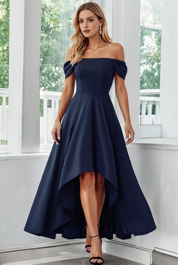 elegant chiffon high low off the shoulder bridesmaid dress 149163