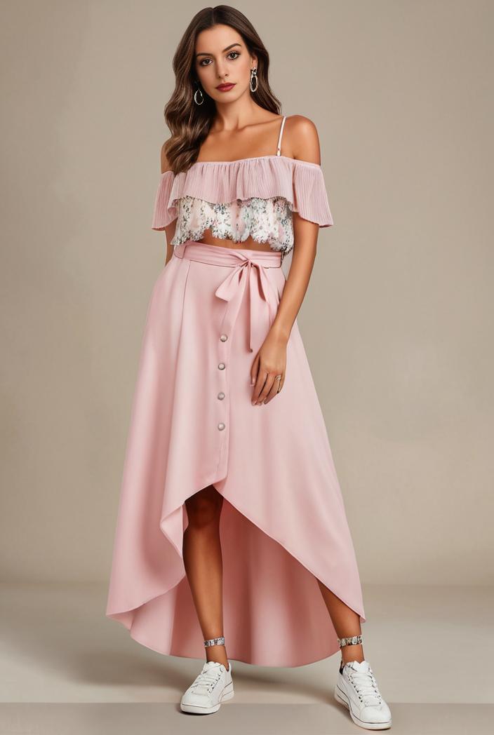 elegant chiffon high low off the shoulder bridesmaid dress 149201