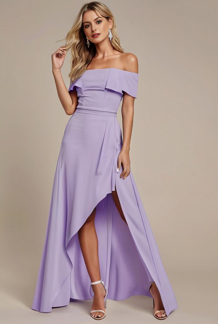 elegant chiffon high low off the shoulder bridesmaid dress 149207