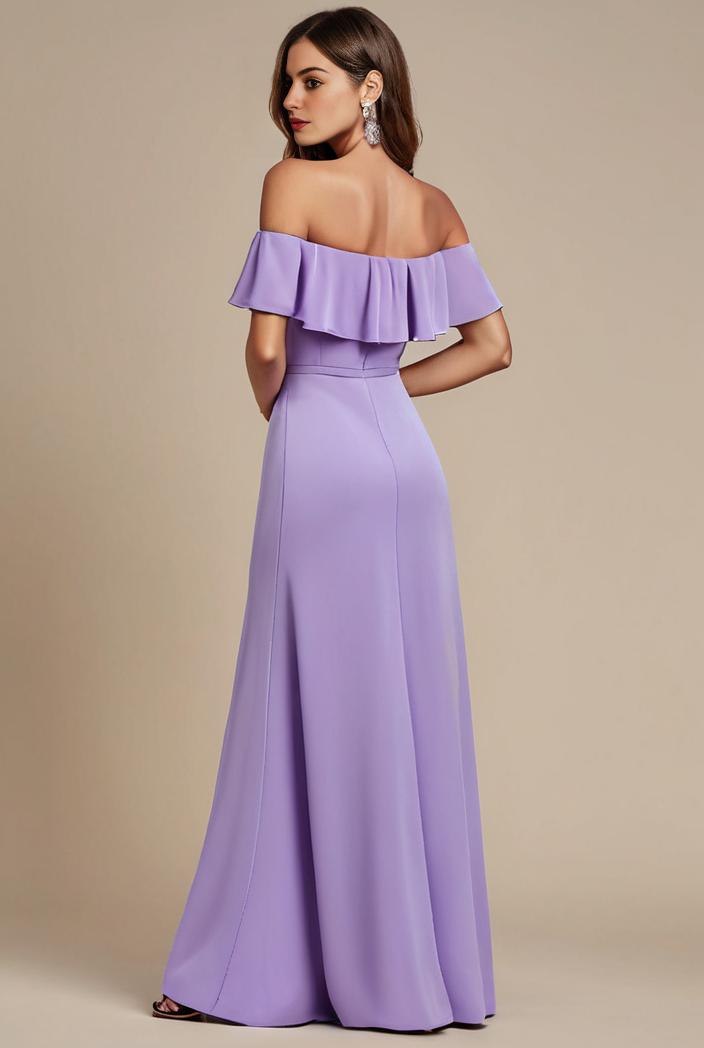 elegant chiffon high low off the shoulder bridesmaid dress 149222