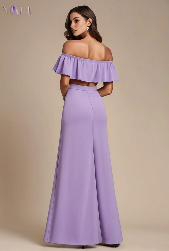 elegant chiffon high low off the shoulder bridesmaid dress 149228