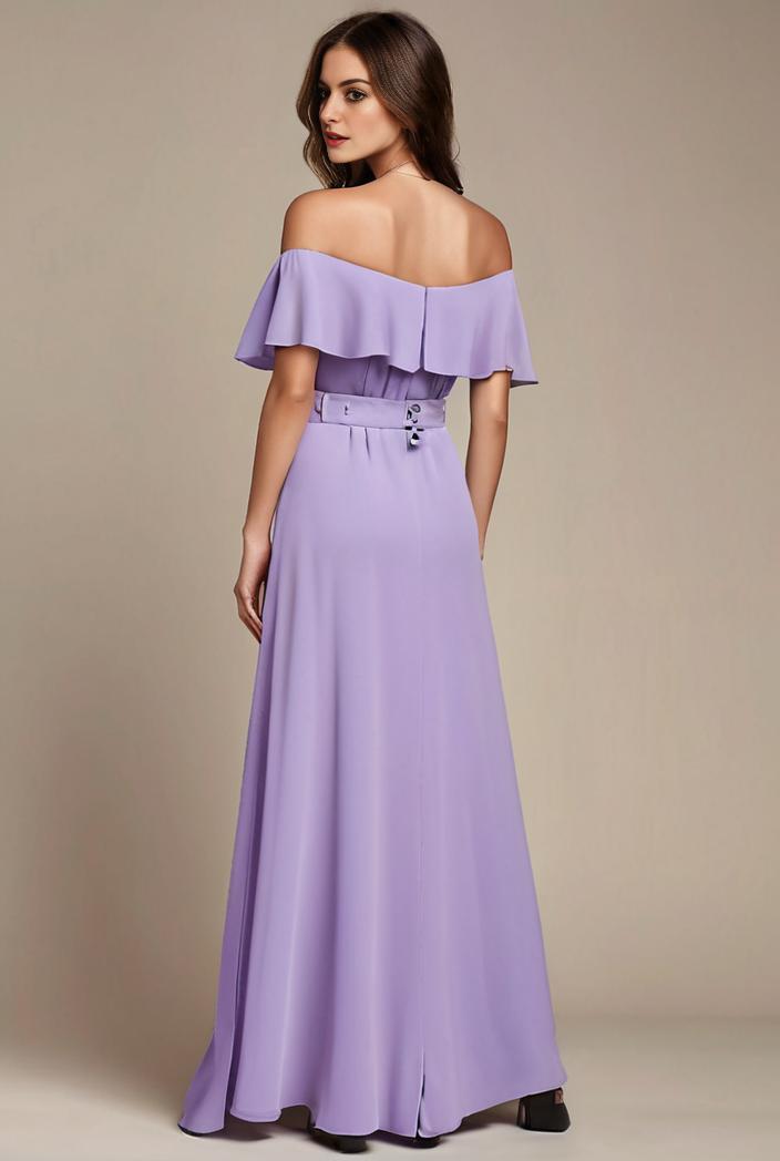 elegant chiffon high low off the shoulder bridesmaid dress 149229