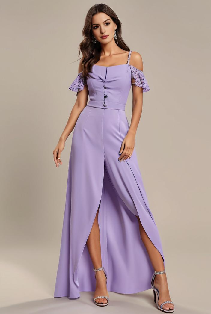 elegant chiffon high low off the shoulder bridesmaid dress 149239