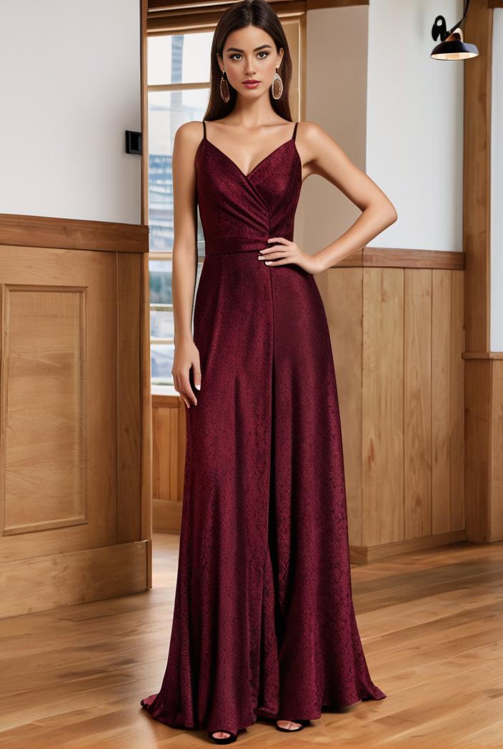spaghetti strap 2 in 1 sheer evening dress 122300